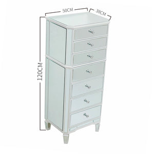 Vicky Yao Home Decor  - Luxury Mirrored Narrow Chest Of Drawers With 7 Drawers