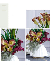 Laden Sie das Bild in den Galerie-Viewer, Vicky Yao Faux Floral - Exclusive Design Luxury Red and Yellow Calla Lily floral arrangement