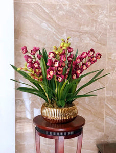 VICKY YAO Faux Floral - Exclusive Design Real Touch Artificial Cymbidium Orchid Flower Arrangement
