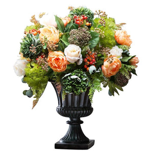 VICKY YAO Faux Floral - Exclusive Design Royal Artificial Orange Flowers Arrangement In Urn