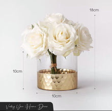Laden Sie das Bild in den Galerie-Viewer, Vicky Yao Faux Floral - Exclusive Design Baby Pink Artificial Rose Arrangements In Golden Pot