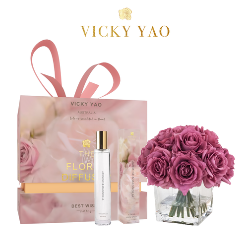 VICKY YAO FRAGRANCE - Real Touch Purple Gray Rose Floral Art & Luxury Fragrance 50ml