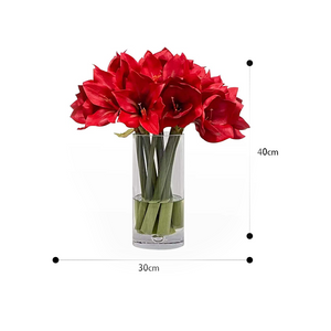Vicky Yao Faux Floral - Exclusive Design Luxury Artificial Red Hippeastrum Arrangement