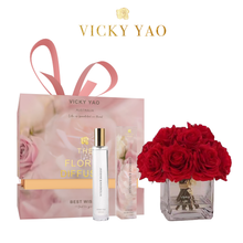 Laden Sie das Bild in den Galerie-Viewer, VICKY YAO FRAGRANCE - Real Touch Fire Red Rose Floral Art &amp; Luxury Fragrance 50ml