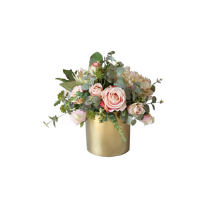 VICKY YAO Faux Floral - Natural Touch Europe Faux Rose Art in Golden Pot