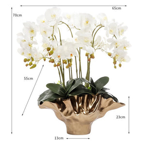 VICKY YAO Faux Floral - Exclusive Design Shell Vase Artificial Orchids Floral Arrangement