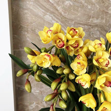 Load image into Gallery viewer, Vicky Yao Faux Floral - Exclusive Design Real Touch Artificial Yellow Cymbidium Floral Arrangement