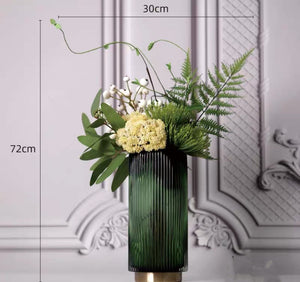 VICKY YAO Faux Floral - Exclusive Design Luxury Artificial Floral Arrangement With Green Vase